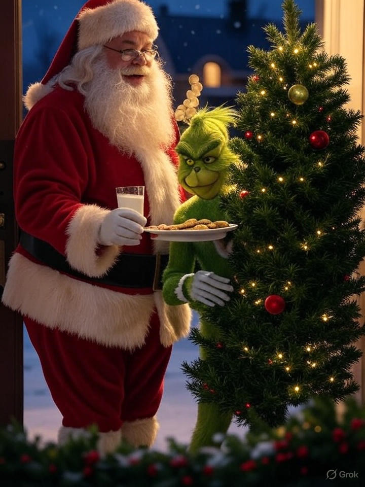🎅🍪 Santa, the Grinch, and Cookies with Your Tree Delivery! 🥛🎄
