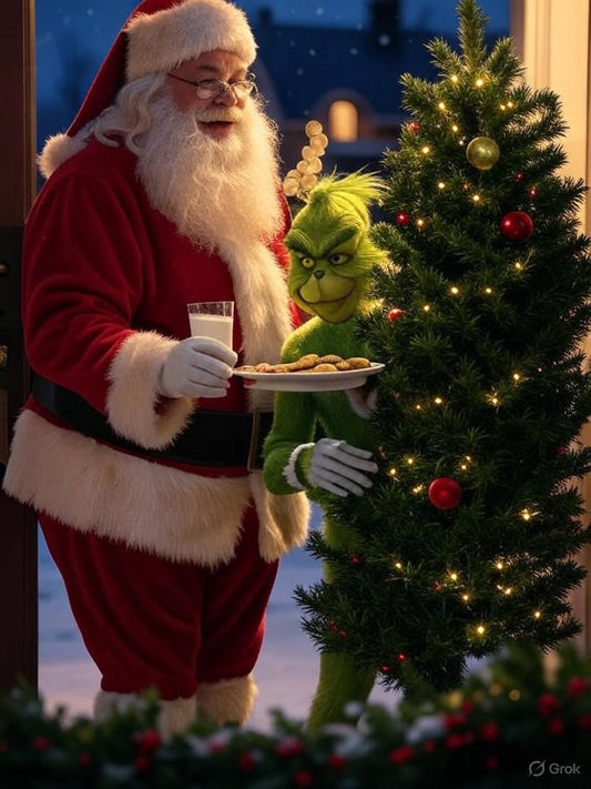 🎅🍪 Santa, the Grinch, and Cookies with Your Tree Delivery! 🥛🎄